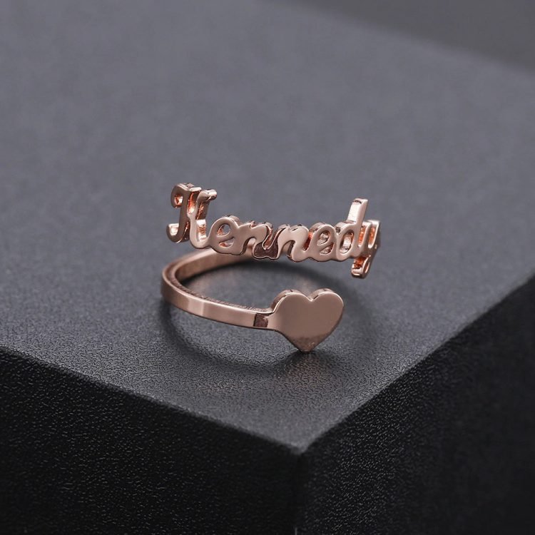 Beceff Custom Personalized Name Ring With Kennedy Rose Gold Color