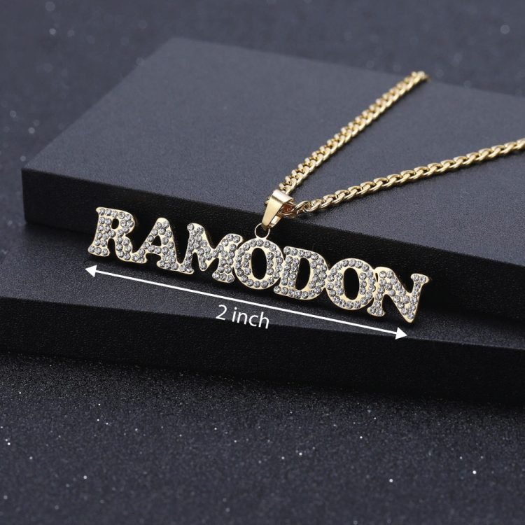 iced out crystal inlaid personalized hip hop name necklace