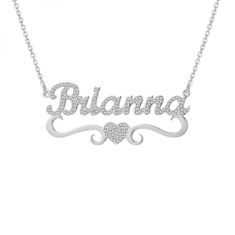 Silver Color Personalized Women Nameplate for Custom Personalized Jewelry Charm Chain Lovers