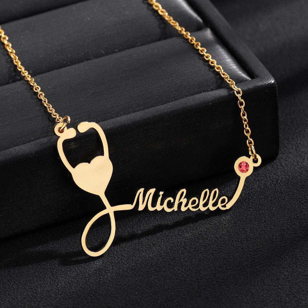 personalized stethoscope name necklace