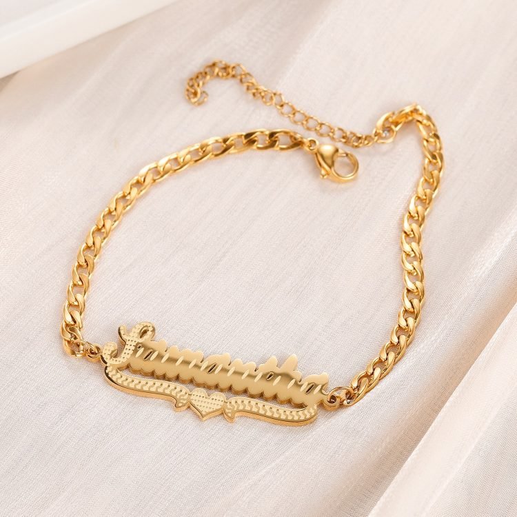 Gold Color Plated Custom Made High Quality Wrist Wear Jewelry High Quality Personalized Name Jewelry For Women's Casual Outfits Premium Quality Jewelry For Classy Women